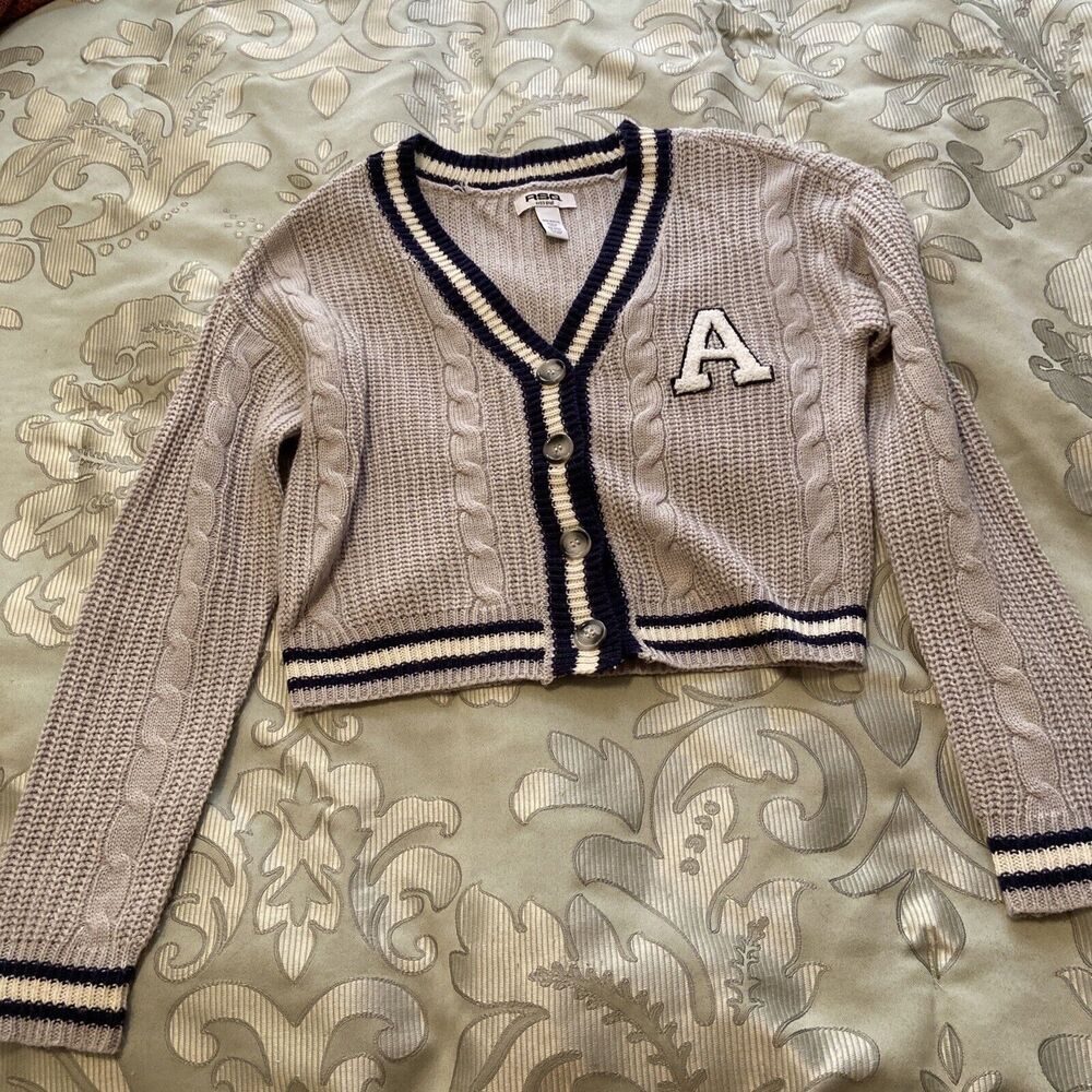 RSQ Letter A Sweater Size Extra Small Women Button Fall Grey 100% Acrylic